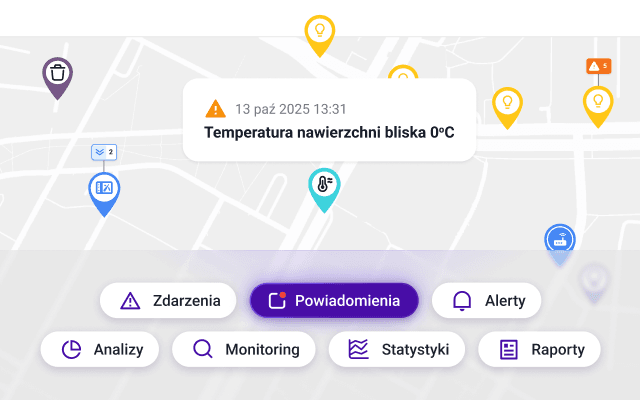 Prezentacja informacji w interfejsie użytkownika dot. temperatury nawierzchni drogi